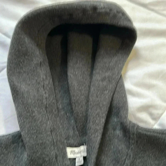 Madewell Size S Charcoal Knit Cotton Blend Drawstring Hoodie Sweater Dress - Picture 5 of 6